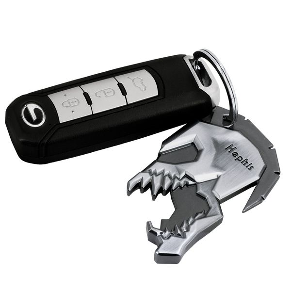 

hephis high end trinket car accessories unique artwork gift front and back skull and sparta warrior key chain bottle opener key, Silver