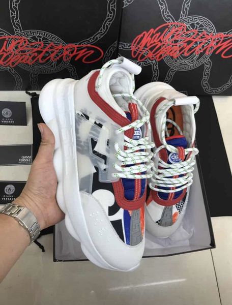 

2018 Chain Reaction sneaker all colors black leather high quality sneakers luxury designer women men lovers trainer casual shoes