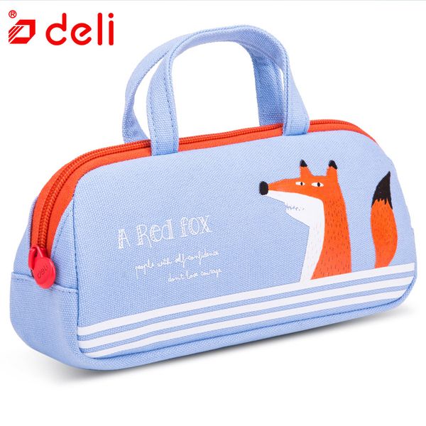 

deli kawaii pencil case for school student supplies office stationery gift cute hand bag girls animal pencil box canvas bag
