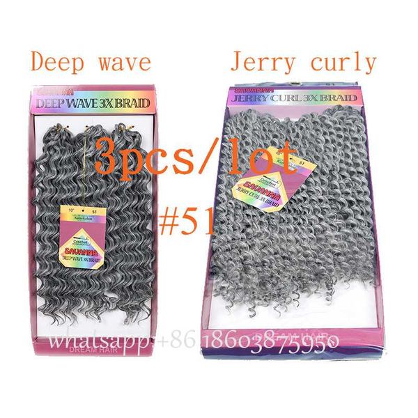 

ombre kinky curly deep wave crochet hair extensions jerry curl ress hair styles crochet braids synthetic twist hair, Black;brown