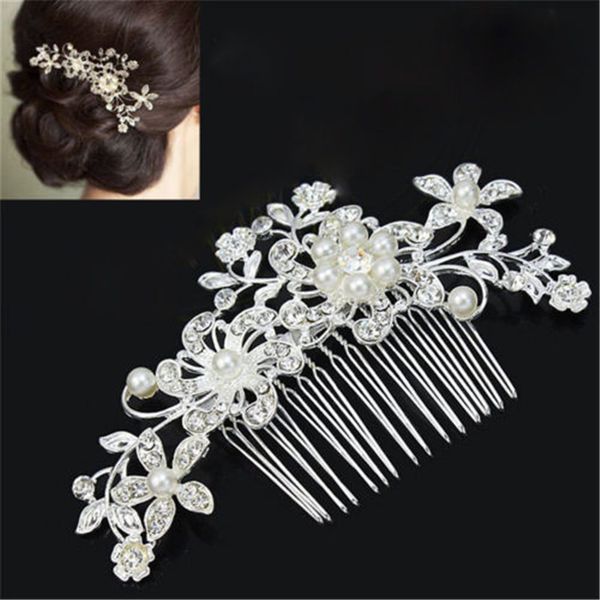 Wedding Hair Accessories Clips Romantic Crystal Pearl Flower