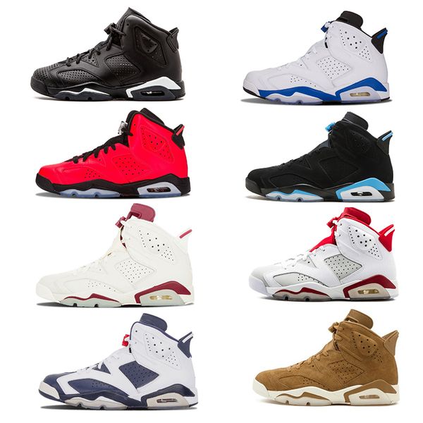 

2018 6 men women basketball shoes black cat hare carmine white infrared angry bull sport blue oreo olympic maroon chrome sneaker