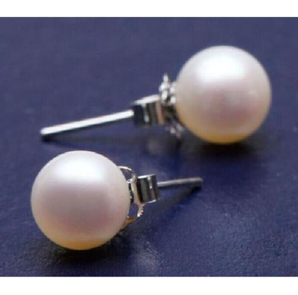 

perfect round white 10-11mm south sea natural pearl dangle earring 14k white gol, Golden