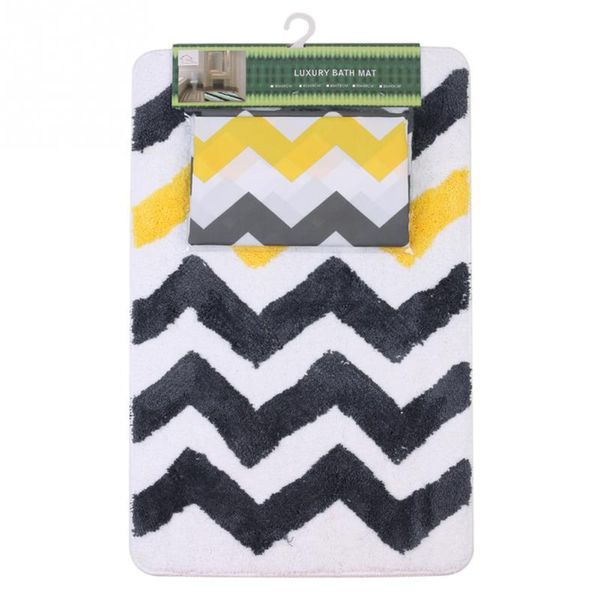 

71" wavy pattern polyester bathroom shower curtain + mat set w/12 plastic hooks