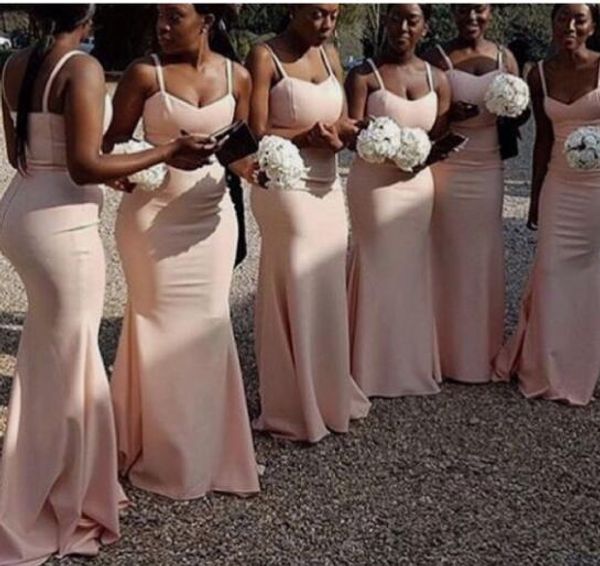 

elegant custom made sleeveless pink spaghetti mermaid long bridesmaid dresses floor length zipper vestidos de dama de honor for women, Red;white