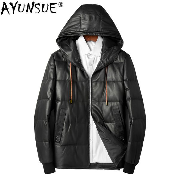 

ayunsue genuine leather jacket men real sheepskin coat winter duck down jackets plus size coats chaqueta cuero hombre zl875, Black