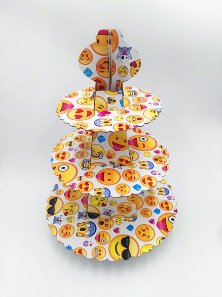 

1set/lot emoji cake stand emoji theme three layers cake stand happy birthday party decoration baby shower dessert