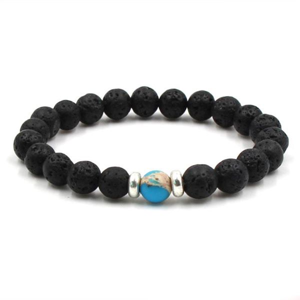 10 cor Lava Rock frisado pulseira cadeia Difusor de Óleo Essencial Chakra Pedra Pulseira Pulseira Para mulheres artesanais Aromaterapia Jóias