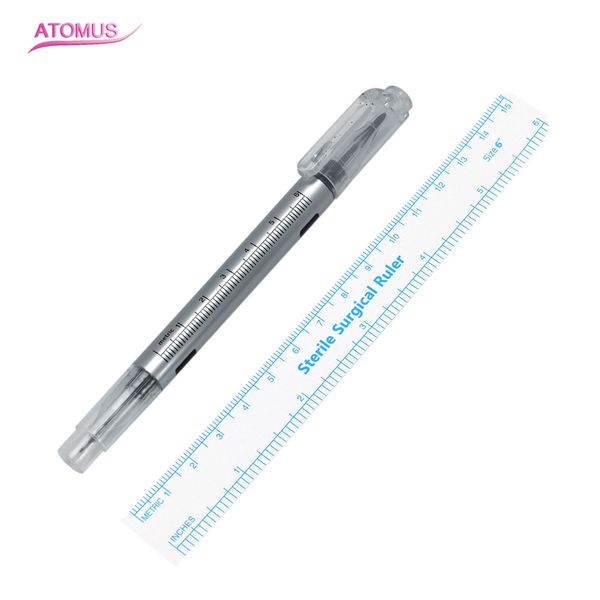 

Двухсторонняя хирургическая ручка отметки кожи с стерильным измеряя правителем
