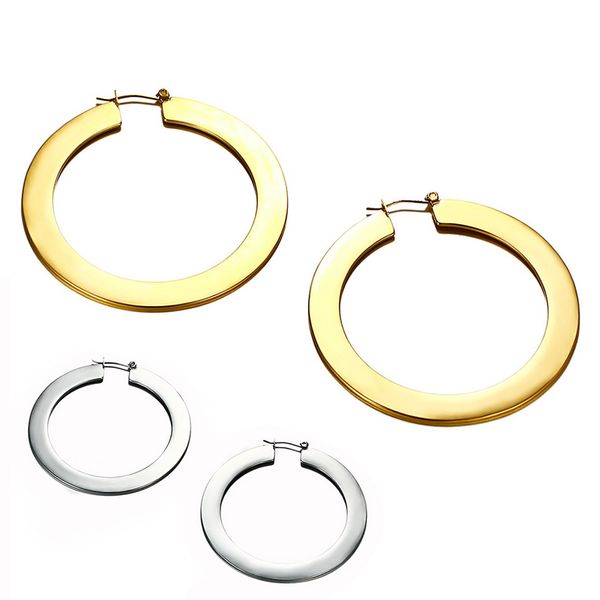 

silver / gold tone stainless steel hoop earrings for women street wear earings matte surface simple trendy brincos, Golden;silver