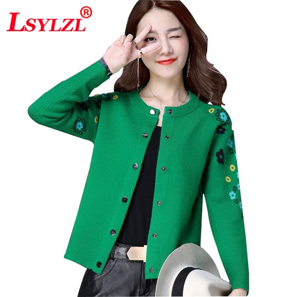 

knit female cardigan 2018 spring new female cardigan short woman with small shawl embroidered sweater coat b574, White;black