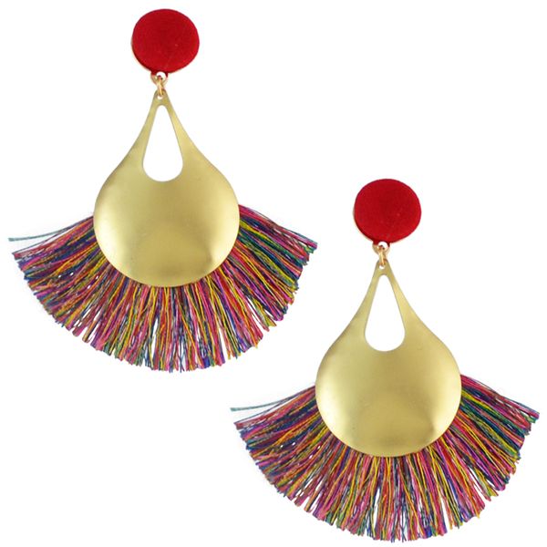 

7 colors trendy design gold-plated women tassel earrings party jewelry, Golden