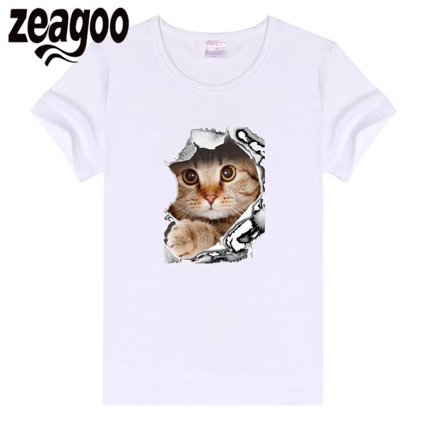 

zeagoo cat casual basic plain crew neck slim fit soft short sleeve t-shirt white women 3d 4