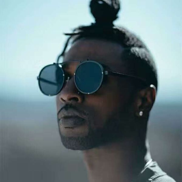 

sunglasses round steampunk men 2018 new eyewear luxury mirror vintage glasses 400 goggles black design male brand uv sun, White;black