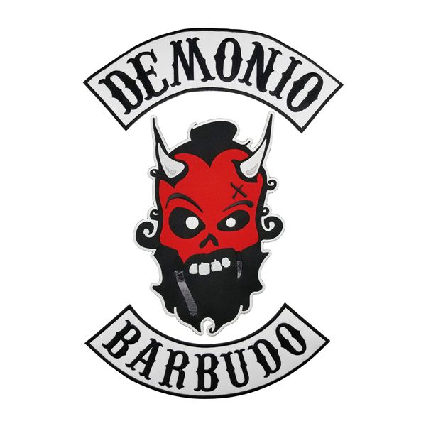 Venda Quente Demonio Barbudo Motocicleta Grande Patch Club Colete Outlaw Biker MC Patch Frete Grátis