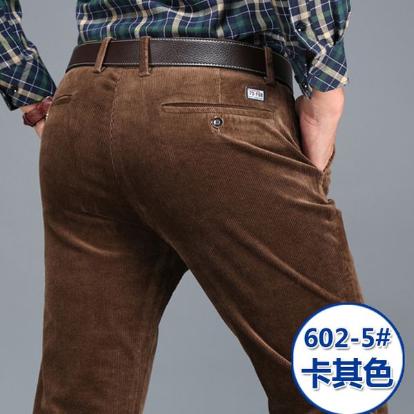 

new autumn winter men pants elastic cotton corduroy trousers casual high waist straight tube loose full length plus size 29-42, Black