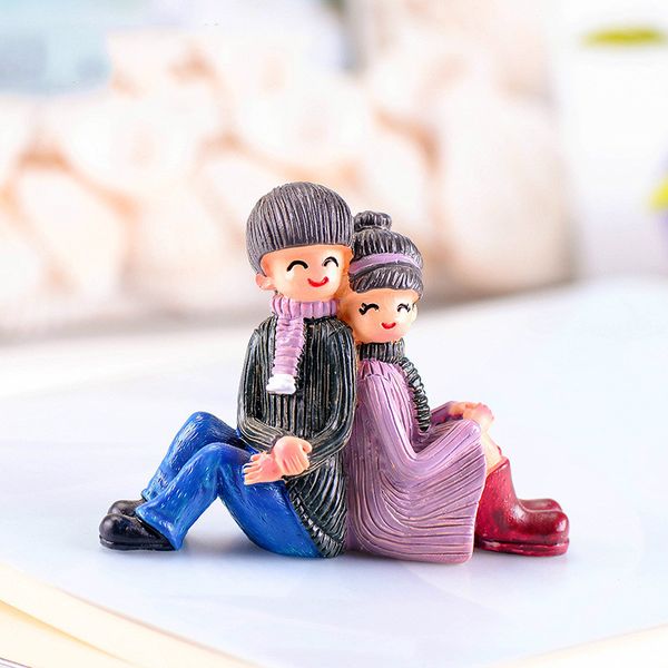 

back to back lovers wedding decoration couple gnome doll ornament figurine fairy garden moss terrarium diy cake scene accessories
