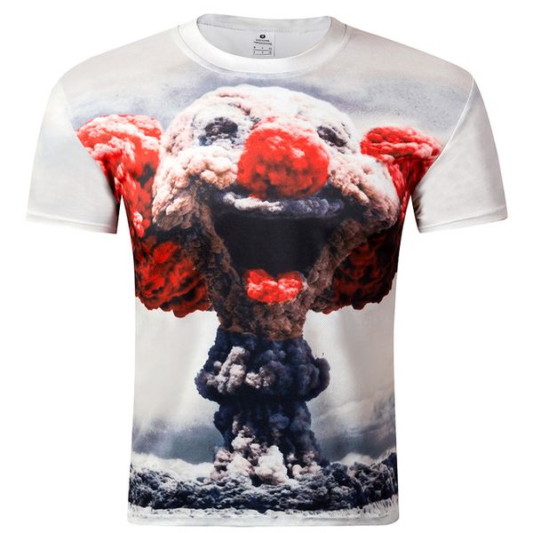 

новейший стиль cute mushroom cloud clown 3d печать футболки мужчины / женщины harajuku swag смешные футболки летние повседневные майки топы, White;black