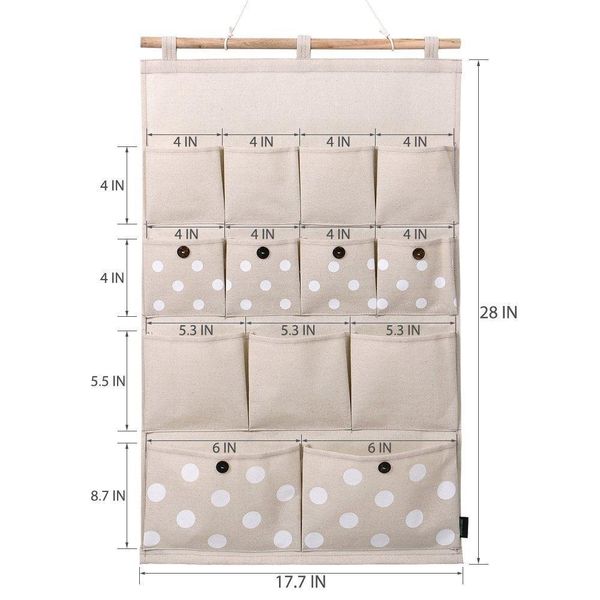 

home linen/cotton fabric 13 pockets wall door closet hanging storage bag organizer-30