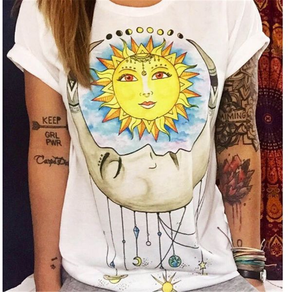 

футболка лето женщины дизайнер одежды футболка печати панк-рок мода графический тис европейский футболка мода белый, White