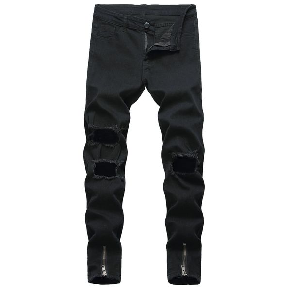 

men's jeans represents costume designer pants destroy zipper slim denim straight bike ride skinny jeans tear leggings, Blue