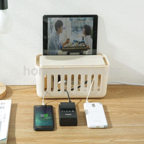 

deskcell phone cable storage box wire management organizer charging case cover