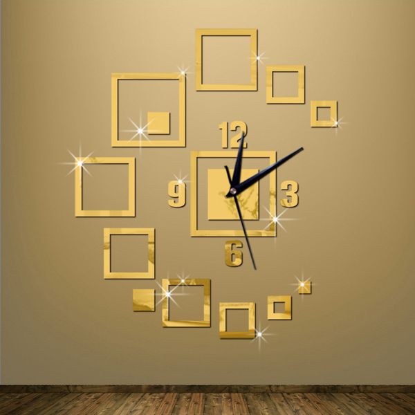 

wall clocks mirror 3d stereo acrylic living room bedroom decoration wall clock new fashion diy creative mirror watchs