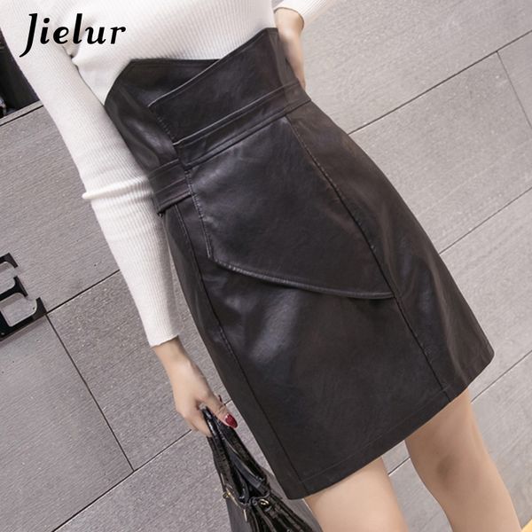 

fashion slim high waist pu leather skirt office lady patchwork s-xl women's skirt street elegant sheath black skirts