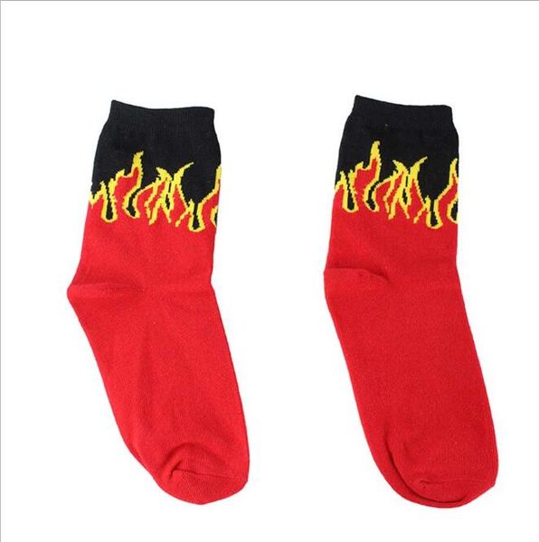 Calzini sportivi Harajuku moda uomo donna calzini da skateboard in cotone stile coreano Kitted Flame Ulzzang Socks Lovers Sock