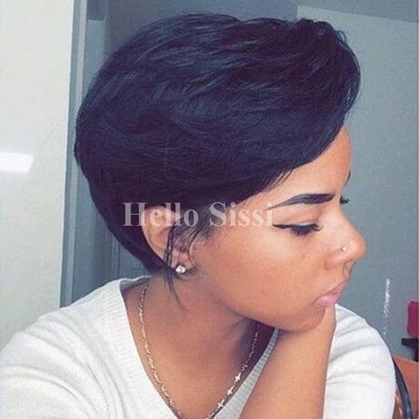 Top Quality Human Short Hair Rihanna Chic Cut Wigs New Style Indian Remy Hair 4 Black Color Hair Machine Made Wigs Canada 2019 From Hellosissi Cad