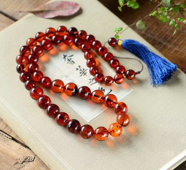 

genuine natural blood red amber gemstone crystal round beads big size necklace 12-15mm certificate, Silver