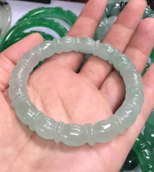 

fine jewelry light green purple beautiful real natural jade jadeite flat bar bangle bracelet, Golden;silver