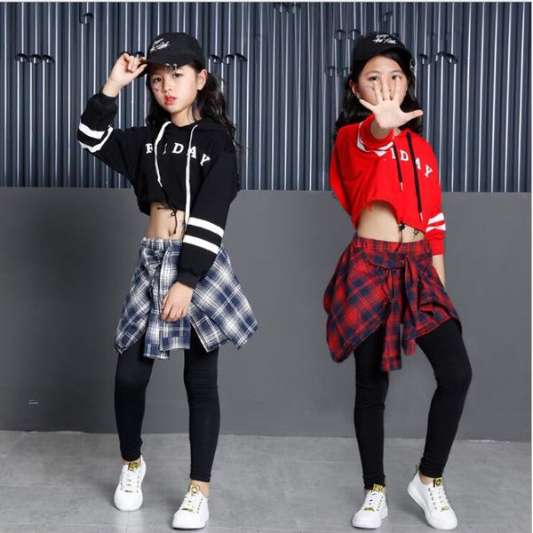 Costumi di danza moderna per bambini per ragazze Abbigliamento da ballo per sala da ballo Top + Pantaloni Abbigliamento da scena per bambini Jazz Hip Hop Abiti da ballo per feste