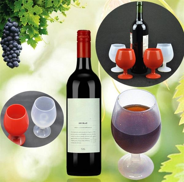

silicone goblet wine glass portable standing unbreakable stemless beer whiskey cups for outdoor camping wine cup drinking cup i251