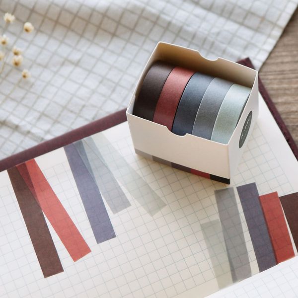 

5 volumes 10mm/1cm hand account basic pure color washi tape masking tape 5 colours in one 2016
