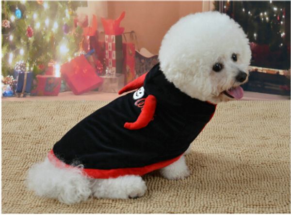 

хэллоуин pet плащ костюмы хэллоуин собака кошка косплей одежда с дьяволом уха декор зима теплая черная собака пальто