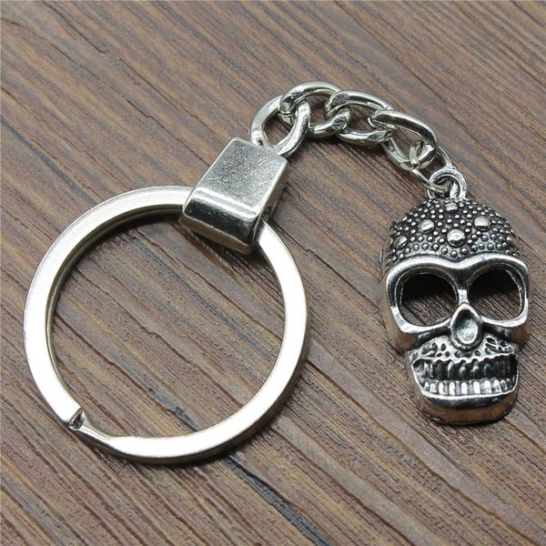 

6 pieces key chain women key rings fashion keychains for men skull 28x16mm, Slivery;golden
