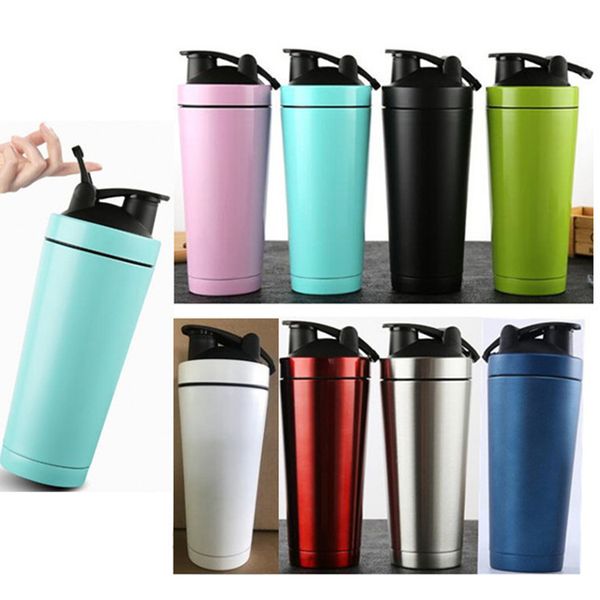 750 ml 25 oz Shaker Garrafa De Água Em Aço Inoxidável Vacuum Sports Garrafa De Proteína Shaker Garrafas De Mistura Para Beber Água À Prova de Fugas Tumbler Ginásio