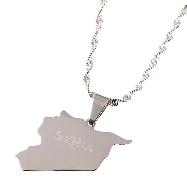 

syria map flag gold color charms pendant syrians maps jewellery, Silver