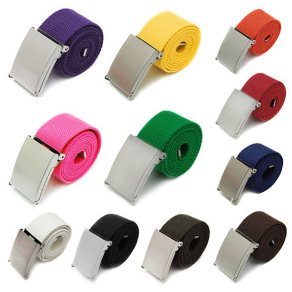 

splendid candy colors men women boys plain webbing cotton canvas metal buckle belt fashion accessories retail/wholesale, Black;brown