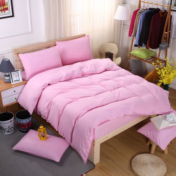 Princess Pink Color Duvet Cover Solid Bedding Sets Pillow Covers