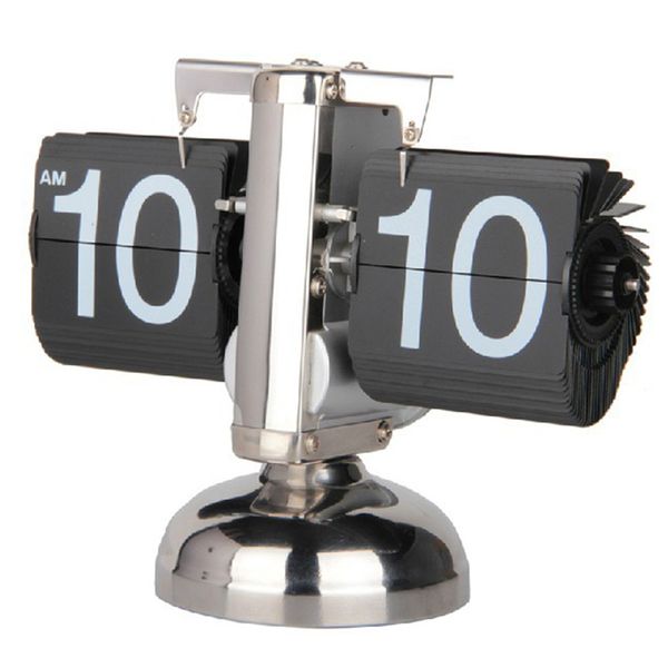 

fashion auto digital quartz flip page turning small scale table clock desk mechanism for home decoration black & white