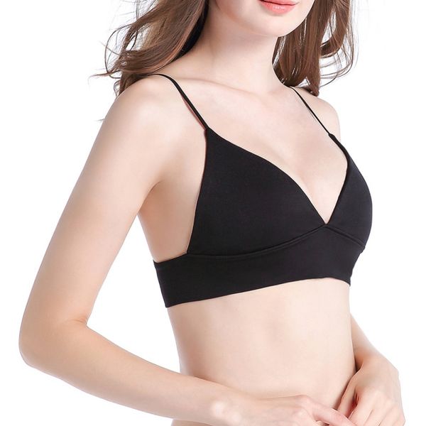 

super bra women lingerie underwear crop deep v black bralette brasier mujer wireless backless bras for women, Red;black