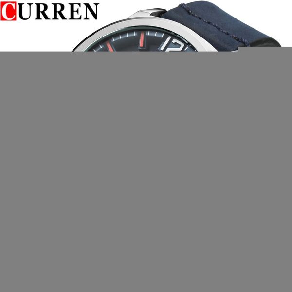 

curren mens watches waterproof chronograph fashion male clock genuine leather sport wristwatch 8308, Slivery;brown