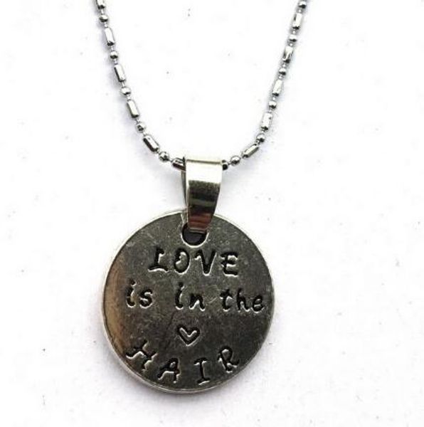 

10pc/lot love is in the hair necklace-hair dresser stylist beautician cosmetologist quote fun scissors hairdresser haircut jewelry gift new, Silver