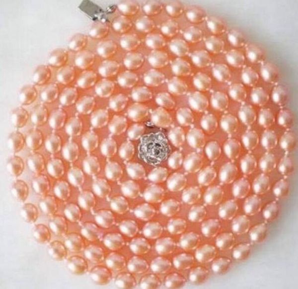 

beautiful 10mm pink freshwater cultured pearl necklace 32", Silver