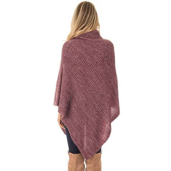 Suéteres femininos Plus Size Mulheres Moda Outono Batwings Suéteres Capas Poncho Gola Alta Capas Botão Solto Malha Irregular Suéter Pulôveres