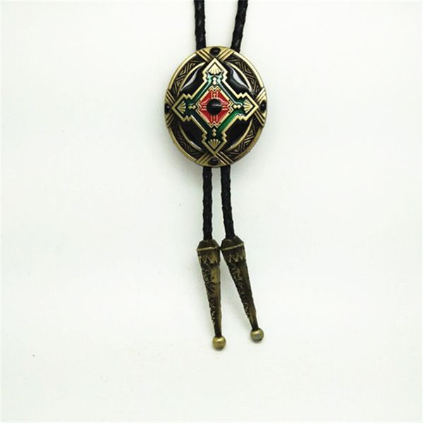 

cowboy bronze totem cross pattern poirot tie zinc alloy wear-resistant high-grade fashion clothing accessories, Black;blue
