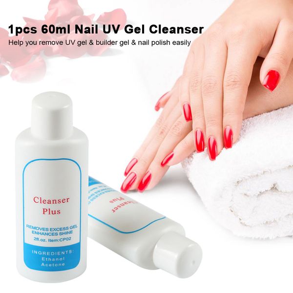

1pcs 60ml nail uv gel cleanser acrylic nail art builder gel polish cleanser sticky remover polish liquid cleaning tools, Red;pink