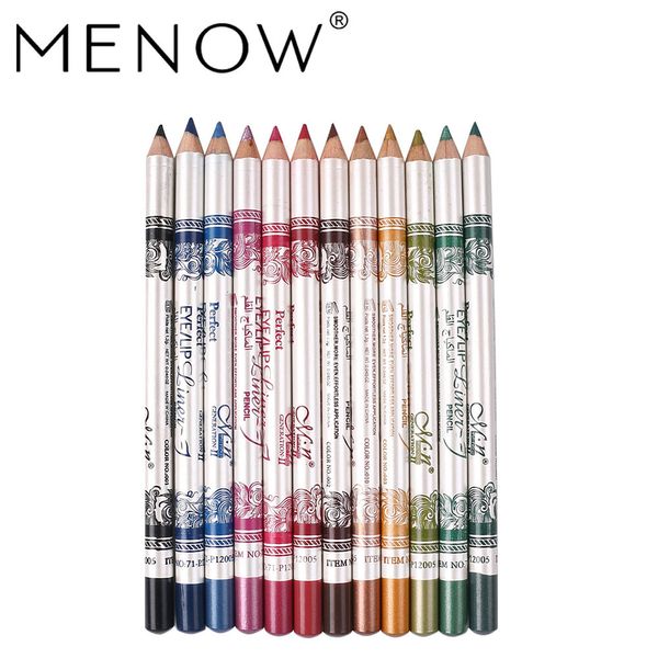 

menow brand 12pcs of 2 in 1 eye liner lip pencil long-lasting waterproof 12 color set makeup p12005